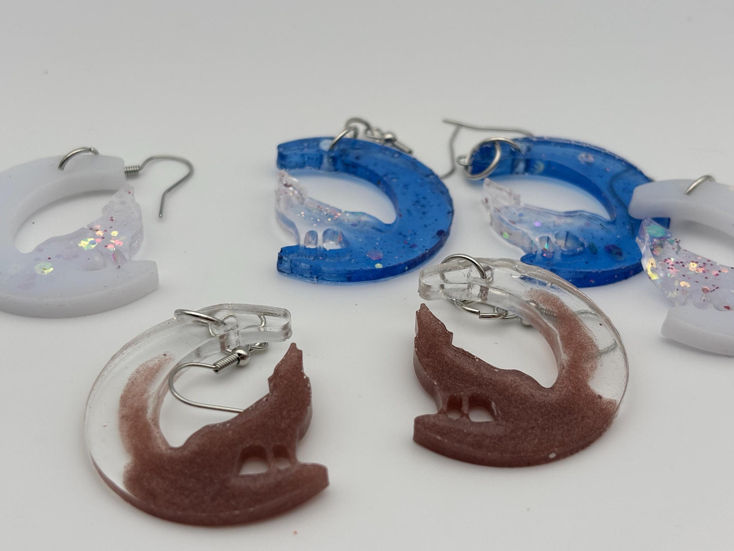 Joshua Tree Moon & Coyote Resin Earrings – Mojave Desert Jewelry
