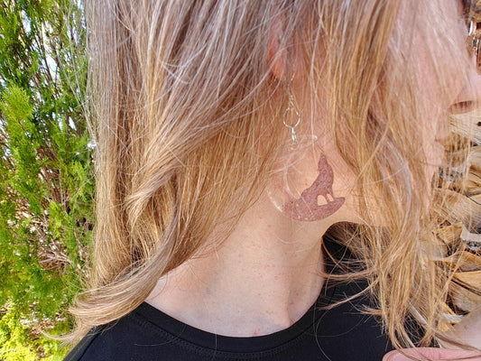 Joshua Tree Moon & Coyote Resin Earrings – Mojave Desert Jewelry