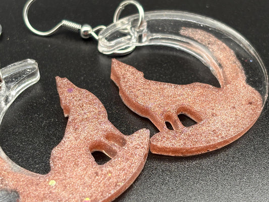 Joshua Tree Moon & Coyote Resin Earrings – Mojave Desert Jewelry