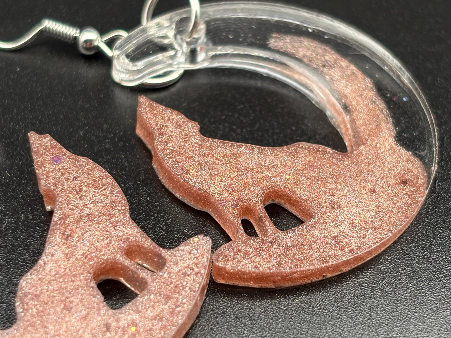 Joshua Tree Moon & Coyote Resin Earrings – Mojave Desert Jewelry