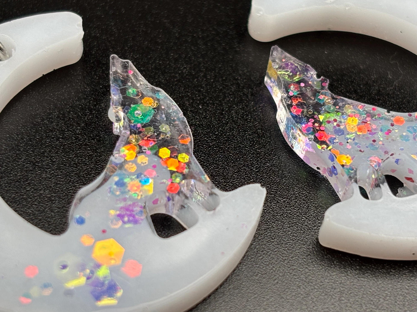 Joshua Tree Moon & Coyote Resin Earrings – Mojave Desert Jewelry